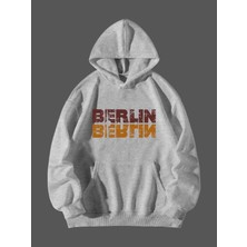 Natch Wear Gri Ön Berlin Baskılı Oversize Sweatshirt