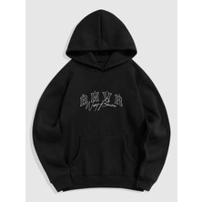 Natch Wear Siyah Ön Wrst Bhvr Baskılı Oversize Sweatshirt