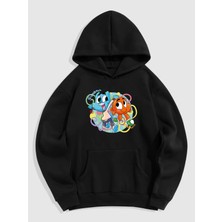 Natch Wear Siyah Ön Gumball Darwin Baskılı Oversize Sweatshirt