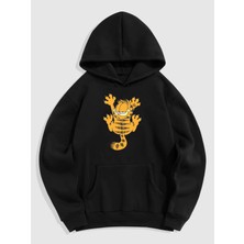 Natch Wear Siyah Ön Garfield Baskılı Oversize Sweatshirt