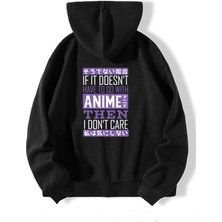 Natch Wear Siyah Arka Anime Mor Yazı Baskılı Oversize Sweatshirt