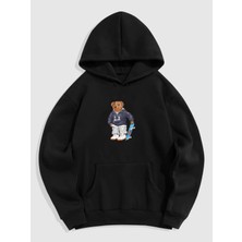 Natch Wear Siyah Ön Eddy Bear Baskılı Oversize Sweatshirt