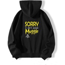 Natch Wear Siyah Arka Sorry Mug Baskılı Oversize Sweatshirt