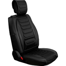 Ack Seat Ateca Uyumlu Lüks Deri Oto Koltuk Kılıfı Ön/arka 5li Set Anka Seri (Siyah)