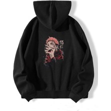 Natch Wear Siyah Sırt Jujutsu Kaisen Anime Baskılı Oversize Sweatshirt