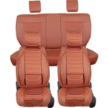 Ack Seat Ateca Uyumlu Lüks Deri Oto Koltuk Kılıfı Ön/arka 5li Set Anka Seri (Tarçın)