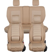 Ack Seat Ateca Uyumlu Lüks Deri Oto Koltuk Kılıfı Ön/arka 5li Set Anka Seri (Bej)