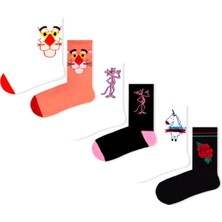Limmon Store 6'lı Pembe Panter Atletik Çorap Set