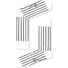 Limmon Store Çizgi Beyaz Renkli Çorap