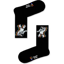 Limmon Store 3D Astronot Siyah Atletik Çorap