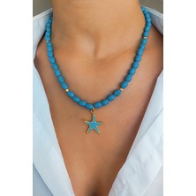 iruze Taşlı Kolye, Bohem kolye mavi doğal taş, Minimal Kolye ,Turkuaz taşı kolye, Başarı taşı, Enerji taşı kolye