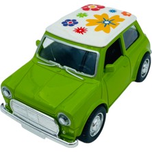 Peda Toy Metal Model Araba Kapıları Açılır Kapanır Çek Bırak Hareket Eden Retro Mini Cooper Çiçek Desenli