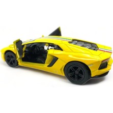 Peda Toy Lamborghini Aventador Şeritli Model Araba 1,36 Ölçek Lisanslı Çek Bırak Araba Sarı