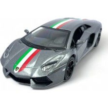 Peda Toy Lamborghini Aventador Şeritli Model Araba 1,36 Ölçek Lisanslı Çek Bırak Araba Gri