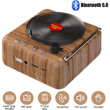 Ganbao Siyah Taşınabilir Retro Fm Radyo Mini Radyo Alıcısı Bluetooth Hoparlör Vinil Plak Çalar Mıc Desteği Tws Tf Kart/u Disk/aux Oyun (Yurt Dışından)