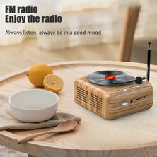 Ganbao Siyah Taşınabilir Retro Fm Radyo Mini Radyo Alıcısı Bluetooth Hoparlör Vinil Plak Çalar Mıc Desteği Tws Tf Kart/u Disk/aux Oyun (Yurt Dışından)