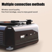 Ganbao Siyah Taşınabilir Retro Fm Radyo Mini Radyo Alıcısı Bluetooth Hoparlör Vinil Plak Çalar Mıc Desteği Tws Tf Kart/u Disk/aux Oyun (Yurt Dışından)