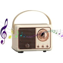 Ganbao Beyaz Retro Bluetooth Hoparlör Vintage Fm Radyo Eski Moda Klasik Stil Güçlü Bas Geliştirme ile Kablosuz Retro Hoparlör (Yurt Dışından)