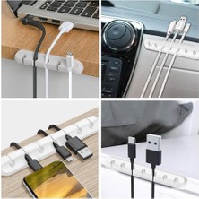 Ganbao Beyaz 5 Klipler 2 Adet 1/3/5 Adet Silikon USB Kablo Düzenleyici Kablo Sarıcı Masaüstü Düzenli Yönetim Klipleri Kablo Tutucu Fare Kulaklık Tel Organizatör (Yurt Dışından)