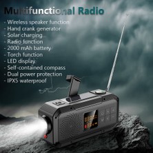 Ganbao Siyah Bluetooth 5.0 El Krank Güneş Radyosu Am/fm/wb/noaa Tam Bant Radyo Çok Fonksiyonlu Sos Acil Durum LED El Feneri Telefon Şarj Cihazı (Yurt Dışından)