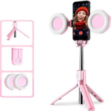 Ganbao Pembe Işıksız Selfie Çubuğu LED Halka Işık Uzatılabilir Canlı Tripod Standı 3'ü 1 Arada Monopod Telefon Bağlantısı ile iPhone x 8 Android Akıllı Telefon Için (Yurt Dışından)