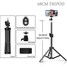 Ganbao 38-68CM Taşınabilir Tripod Telefon Camara Halka Işık Esnek Selfie Tripod Standı Bluetooth Uyumlu Uzaktan Kumanda Tutucu Telefon Için (Yurt Dışından)