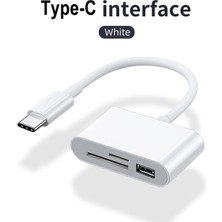 Ganbao Tip-C Beyaz Anmone Tip C Sd Kart Okuyucu Otg USB Kablosu Macbook Cep Telefonu Samsung Huawei Için Mikro Sd / Tf Kart Okuyucu Adaptörü Veri Aktarımı (Yurt Dışından)