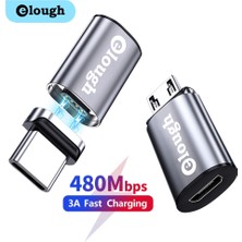 Ganbao Mikro Erkek Mikro Elough USB Tip C Manyetik Adaptör USB C Dişi Mikro USB Erkek Dönüştürücü Mıknatıs Usb-C Tip-C Konektörü iPhone Xiaomi Için (Yurt Dışından)