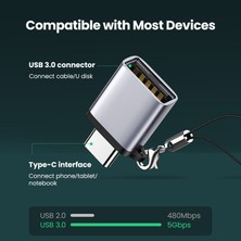 Ganbao USB 3.0 Metal Gri Uyeşil USB C Adaptörü Tip C - USB 3.0 Adaptörü Thunderbolt 3 Tip-C Adaptör Otg Kablo Macbook Pro Air Samsung S10 S9 USB Otg (Yurt Dışından)