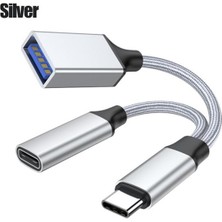 Ganbao Şerit Tip-C - USB Otg Adaptör Kablosu USB C Otg Kablolu Telefon Adaptörü Pd Şarj Bağlantı Noktalı Çift Arayüz Tasarımı USB Sürücü Bağlantı Noktası (Yurt Dışından)