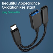 Ganbao Şerit Tip-C - USB Otg Adaptör Kablosu USB C Otg Kablolu Telefon Adaptörü Pd Şarj Bağlantı Noktalı Çift Arayüz Tasarımı USB Sürücü Bağlantı Noktası (Yurt Dışından)