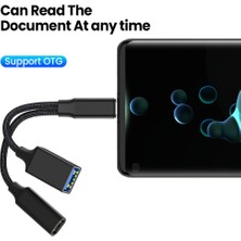 Ganbao Şerit Tip-C - USB Otg Adaptör Kablosu USB C Otg Kablolu Telefon Adaptörü Pd Şarj Bağlantı Noktalı Çift Arayüz Tasarımı USB Sürücü Bağlantı Noktası (Yurt Dışından)