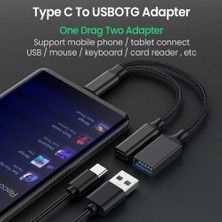 Ganbao Şerit Tip-C - USB Otg Adaptör Kablosu USB C Otg Kablolu Telefon Adaptörü Pd Şarj Bağlantı Noktalı Çift Arayüz Tasarımı USB Sürücü Bağlantı Noktası (Yurt Dışından)