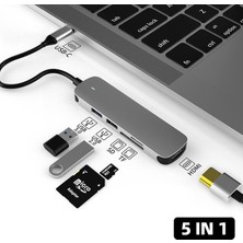 Ganbao 5 In 1 Çok Fonksiyonlu USB Tip C HDMI Kablosuz Şarj USB 3.0 Adaptör Tip C Hub Dock MacBook Pro Air Için USB C Splitter Dönüştürücü (Yurt Dışından)