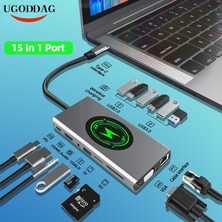 Ganbao 5 In 1 Çok Fonksiyonlu USB Tip C HDMI Kablosuz Şarj USB 3.0 Adaptör Tip C Hub Dock MacBook Pro Air Için USB C Splitter Dönüştürücü (Yurt Dışından)