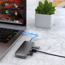 Ganbao 5 In 1 Çok Fonksiyonlu USB Tip C HDMI Kablosuz Şarj USB 3.0 Adaptör Tip C Hub Dock MacBook Pro Air Için USB C Splitter Dönüştürücü (Yurt Dışından)