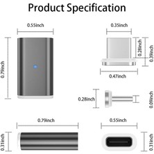 Ganbao Samsung Şarj Cihazı Için 10G Tip-C Fiş Mikro Manyetik Adaptör, Lg Lenovo Xiaomi Cep Telefonu Aksesuarları C'den C'ye Tip-C Manyetik Şarj Cihazı (Yurt Dışından)