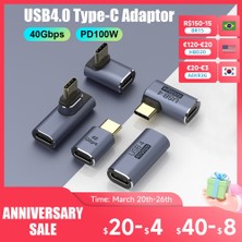 Ganbao Stil 6 USB 4.0 Pd 100W 8k 60Hz Şarj Aleti Konektörü Macbook Için 40GBPS Yüksek Hızlı USB C Otg U-Şekil Düz Açı Erkek Dişi Adaptör (Yurt Dışından)