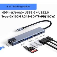 Ganbao 8 In 1 USB C Bağlantı Istasyonu - HDMI Uyumlu RJ45 PD100W Adaptörü Otg Thunderbolt 3 Dock Usb2.0/3.0, Macbook Pro/air M1 Için Tf/sd ile (Yurt Dışından)