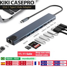 Ganbao 8 In 1 USB C Bağlantı Istasyonu - HDMI Uyumlu RJ45 PD100W Adaptörü Otg Thunderbolt 3 Dock Usb2.0/3.0, Macbook Pro/air M1 Için Tf/sd ile (Yurt Dışından)