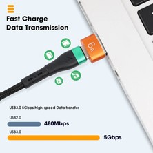 Ganbao Şerit Usb'den Typec'ye 6A Usb'den Type-C'ye Otg Dönüştürücü USB 3.0 Erkek Tip C Dişi Adaptör Samsung Xiaomi Pc Için Araç Şarj Konnektör Aksesuarları (Yurt Dışından)