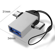 Ganbao Gümüş 2in1 Otg Adaptör Usb3.0 Dişi Kablo Dönüştürücü Tip C USB Konektörü U Disk Fare Dizüstü Bilgisayar Alüminyum Alaşımlı Go Dönüştürücü (Yurt Dışından)