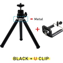 Ganbao Siyah-Mu Alüminyum Alaşımlı Masa Tripod Selfie Standı Telefon Akıllı Telefon Için iPhone 13 Pro Max Samsung Xiaomi Telefon Tutucu Klip Standı (Yurt Dışından)