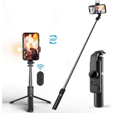 Ganbao Gri Yeni Bluetooth Selfie Çubuğu Tripod, Uzaktan Uzatılabilir Tripod ve LED Işıklı, iPhone Android Akıllı Telefon Için Çıkarılabilir (Yurt Dışından)