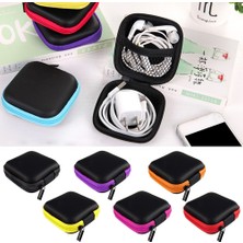 Ganbao Rastgele Renk 2 Adet Taşınabilir Kulaklık Saklama Çantası USB Veri Kablosu Sert Çanta Kulaklık Kulakiçi Anahtar Para Sd Kart Organizatör Kutusu Taşıma Çantası 8x8 cm (Yurt Dışından)