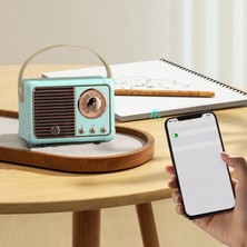 Ganbao Yeşil Mini Kablosuz Retro Bluetooth Hoparlör Vintage Fm Radyo Taşınabilir USB Arayüzü Klasik Dekorasyon Hoparlörler Seyahat Müzik Çalar (Yurt Dışından)