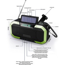 Ganbao Yeşil Am/fm Radyo Acil El Krank Radyosu Güneş Enerjili Radyo El Feneri ile Bluetooth Hoparlör 5000 Mah Güç Bankası Telefon Şarj Cihazı (Yurt Dışından)