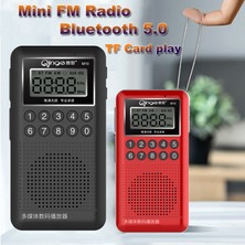 Ganbao Altın Mini Fm Radyo Taşınabilir Bluetooth 5.0 Hoparlör Stereo Müzik Çalar Arkadan Aydınlatmalı Ekran Desteği Kayıt Tf Kart Aux 56-108MHZ (Yurt Dışından)