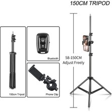 Ganbao 150 cm Selfie Tripod 1/4 Vidalı Işık Standı Kablosuz Bluetooth Uyumlu Telefon Kamera Fotoğraf Stüdyosu Softbox Halka Işık ile Holdel (Yurt Dışından)