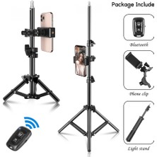 Ganbao 150 cm Selfie Tripod 1/4 Vidalı Işık Standı Kablosuz Bluetooth Uyumlu Telefon Kamera Fotoğraf Stüdyosu Softbox Halka Işık ile Holdel (Yurt Dışından)